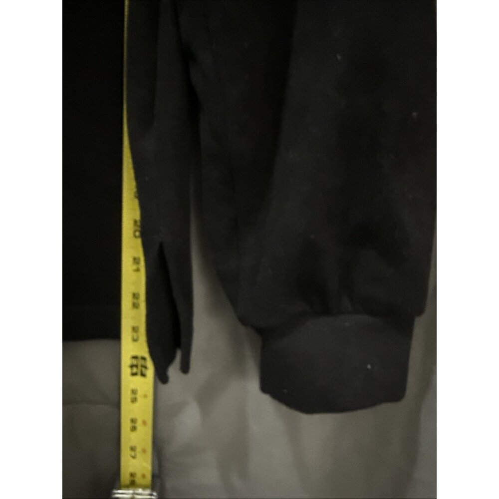 DOKOTOO Black Sweat Top Blouse MEDIUM Cuff Long Sleeve Round Neck Corded Solid - Picture 9 of 12